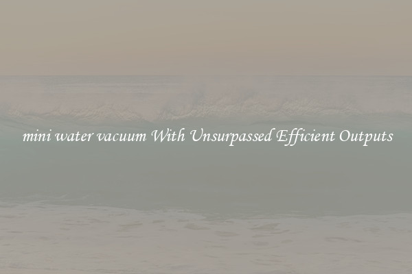 mini water vacuum With Unsurpassed Efficient Outputs
