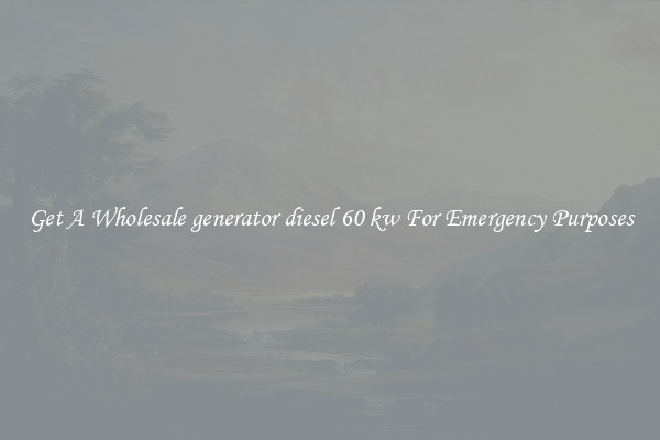 Get A Wholesale generator diesel 60 kw For Emergency Purposes